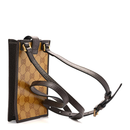 Gucci X ADIDAS Crystal Vintage Monogram Textured Dollar Calfskin Trefoil Logo Phone Crossbody Bag Mid Natural Nut Off White New Acero 3 of 8