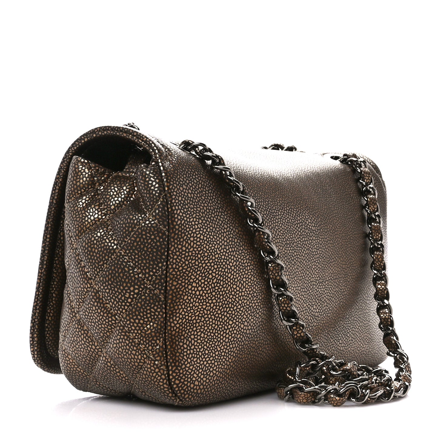 Metallic Caviar Medium Timeless CC Flap Bronze