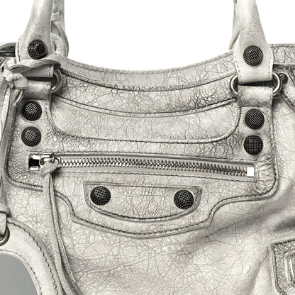Balenciaga Agneau Arena Dirty Effect Arena Small Neo Cagole City Handbag Optic White 9 of 11