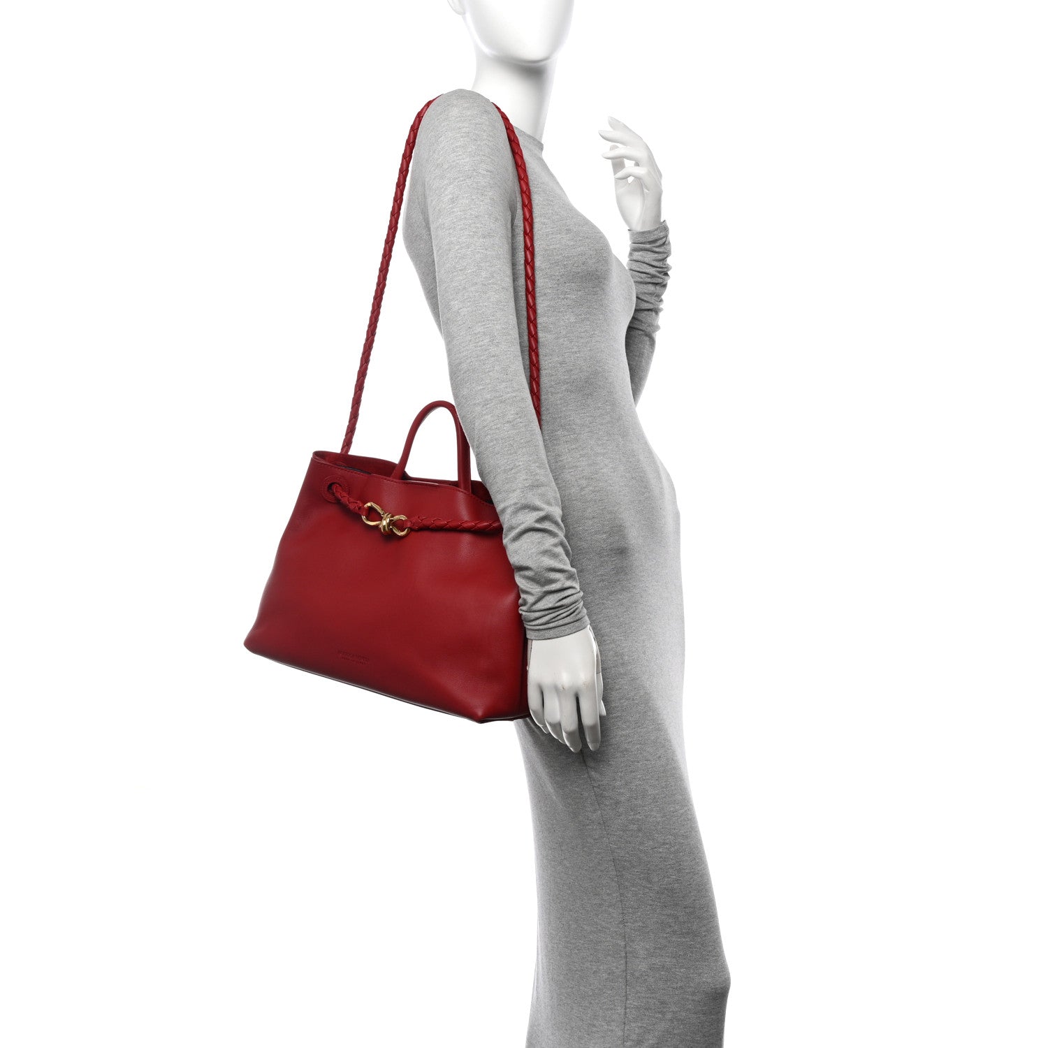 Bottega Veneta Silky Calfskin Medium Andiamo Shoulder Bag Rosewood Space 2 of 9