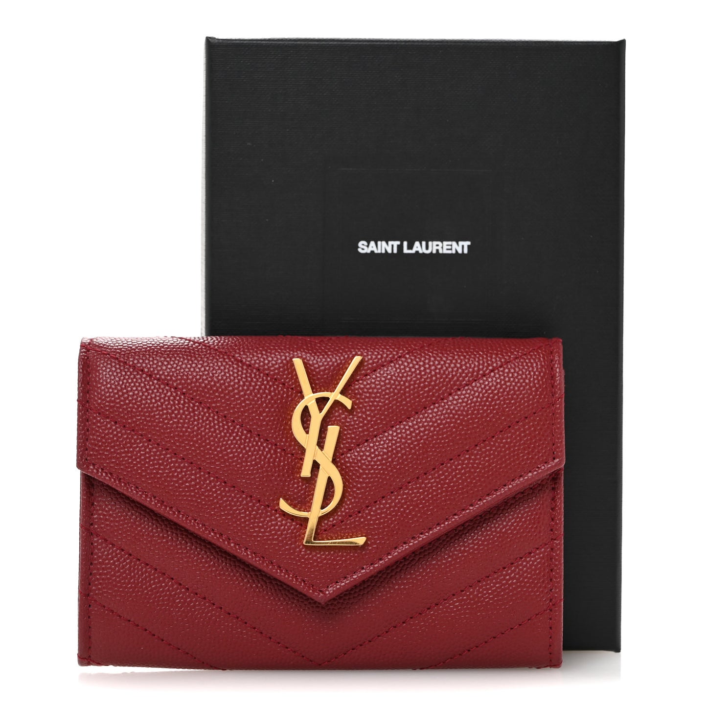 Grain De Poudre Matelasse Chevron Small Monogram Envelope Wallet Opyum Red