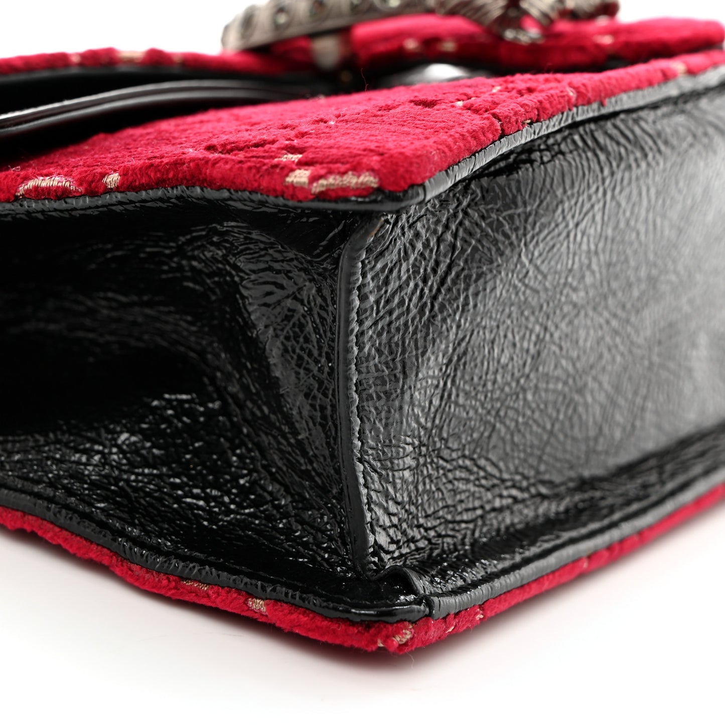 Velvet Skipper Crystal GG Monogram Small Dionysus Shoulder Bag Red Cipria Black Black Diamond