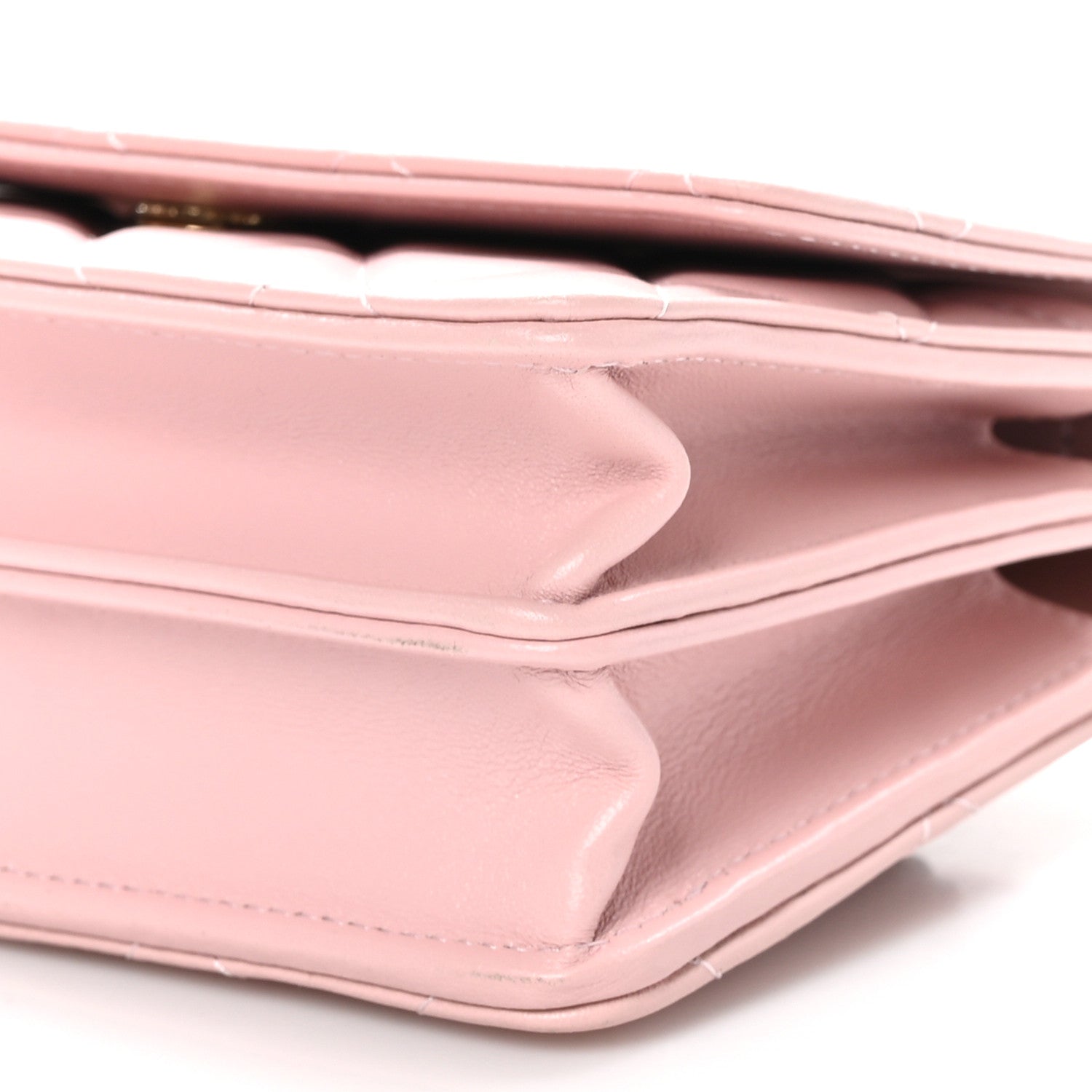 Chanel Lambskin Quilted CC Pearl Enamel Clutch on Chain WOC Light Pink 13 of 13