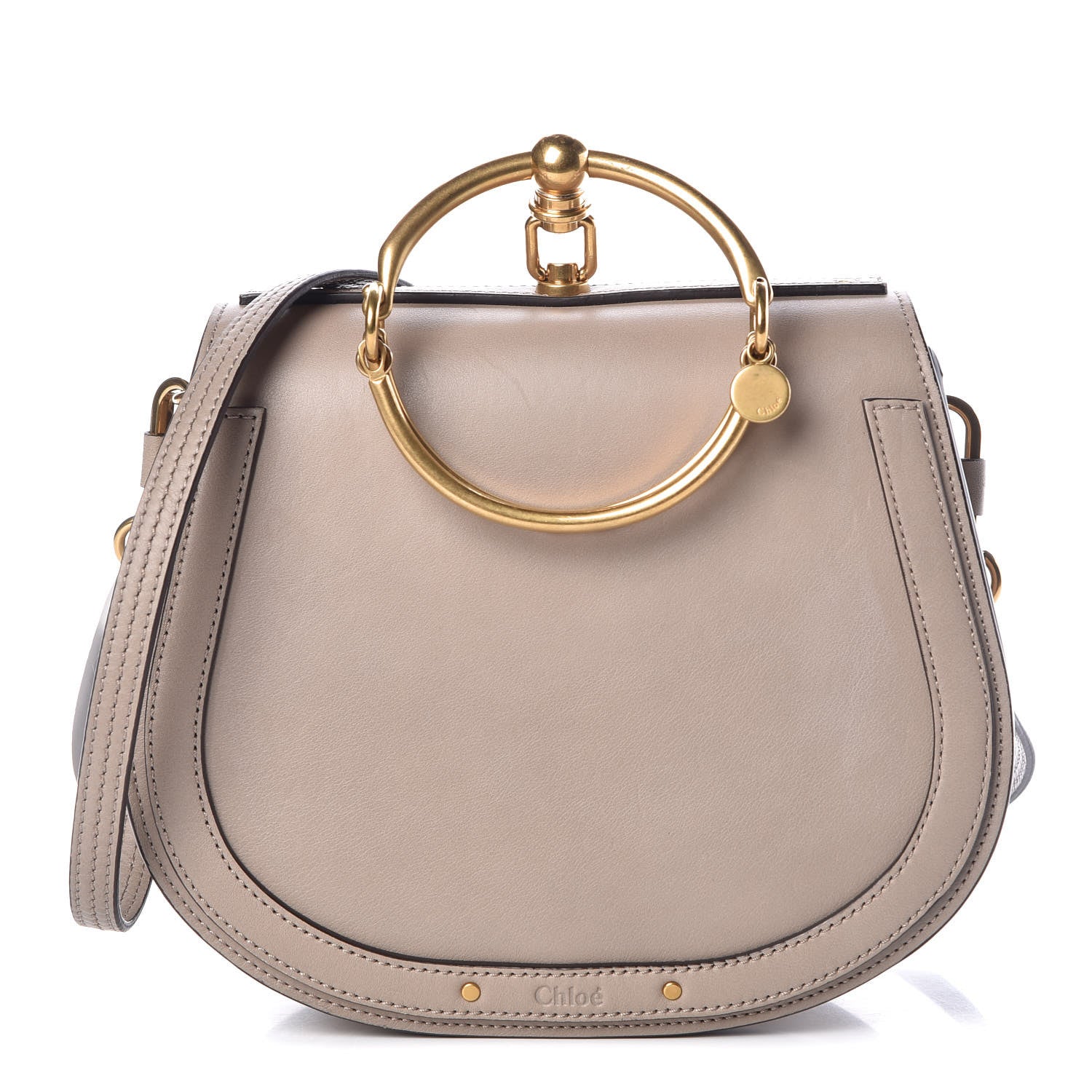 Chloe Calfskin Suede Medium Nile Bracelet Bag Motty Grey 1 of 8