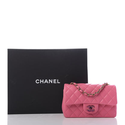 Chanel Lambskin Quilted Mini Rectangular Flap Pink Yellow 10 of 10