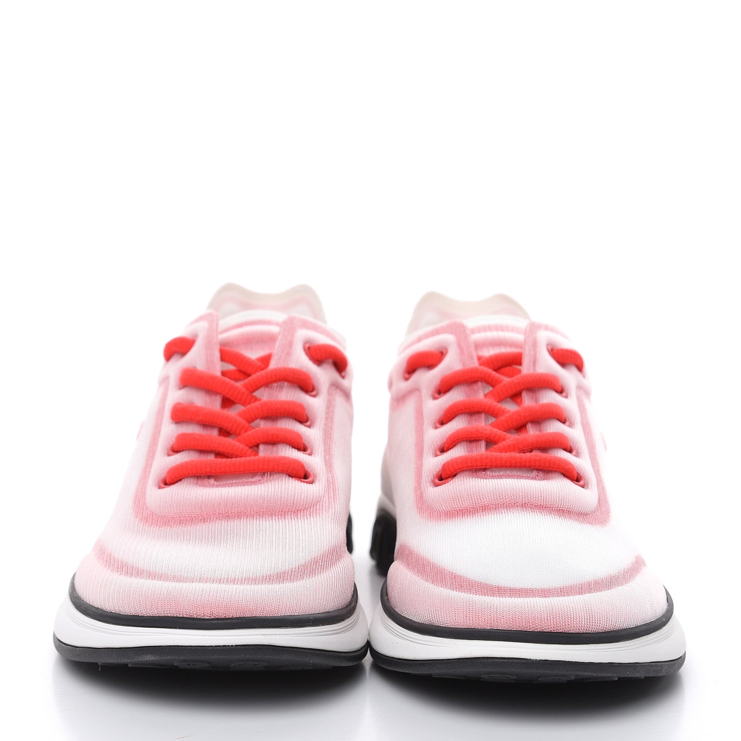 Chanel Mesh Lycra Womens CC Sneakers 39.5 White Red 2 of 9