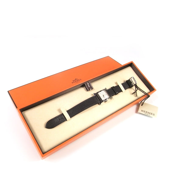 Stainless Steel Epsom 21mm Heure H Hour Quartz Watch Noir