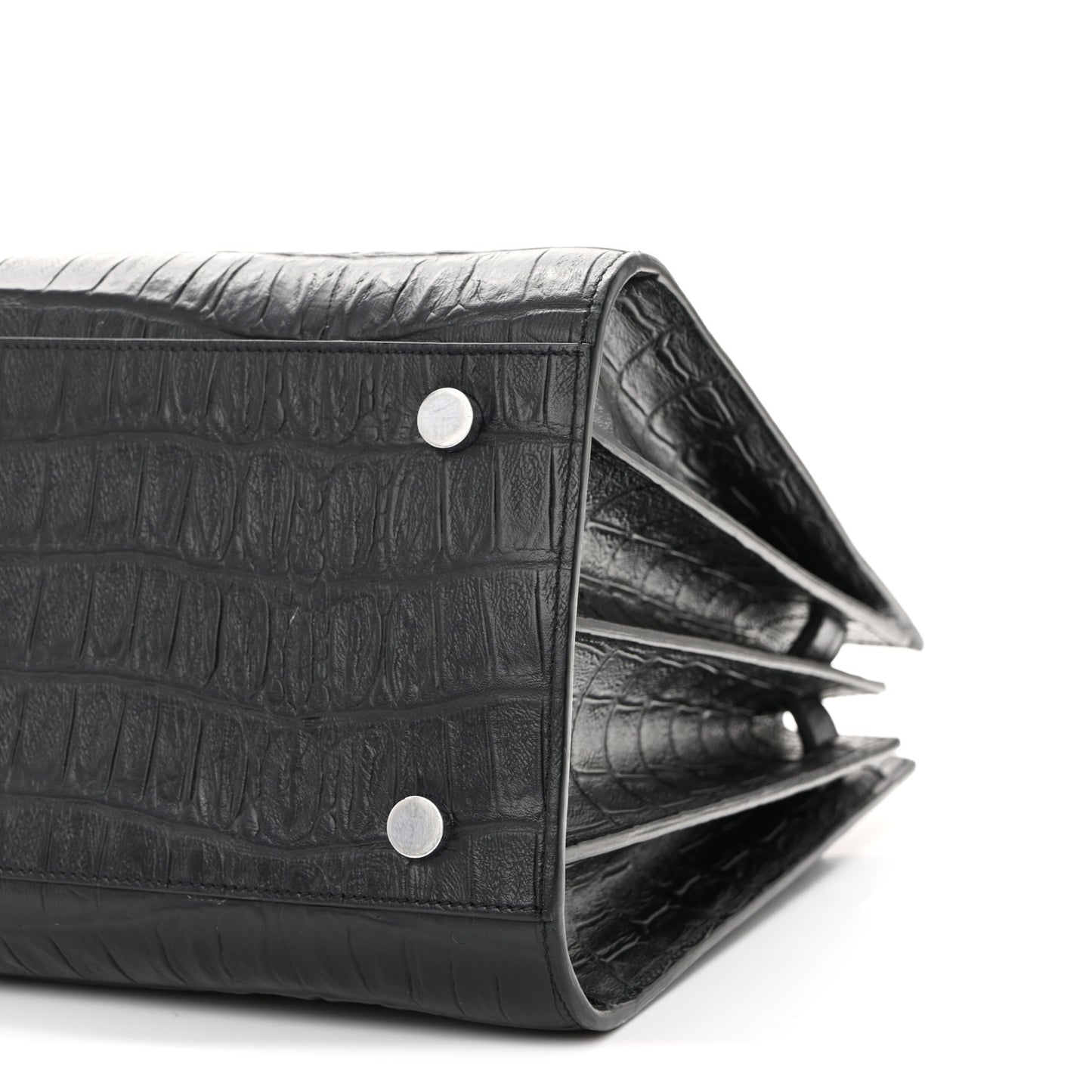 Calfskin Crocodile Embossed Small Sac de Jour Black