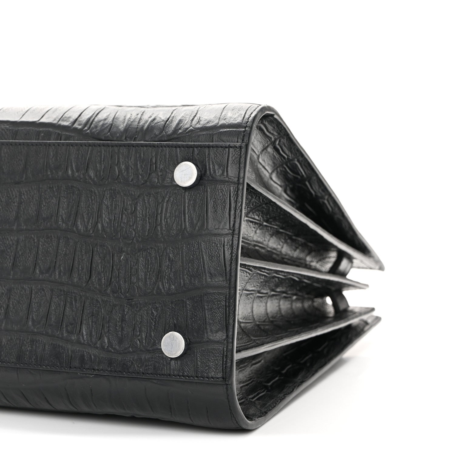 Saint Laurent Calfskin Crocodile Embossed Small Sac de Jour Black 11 of 14