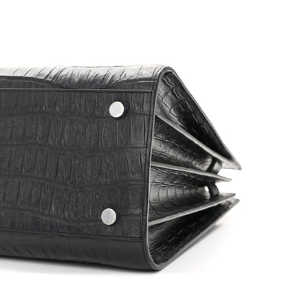 Saint Laurent Calfskin Crocodile Embossed Small Sac de Jour Black 11 of 14