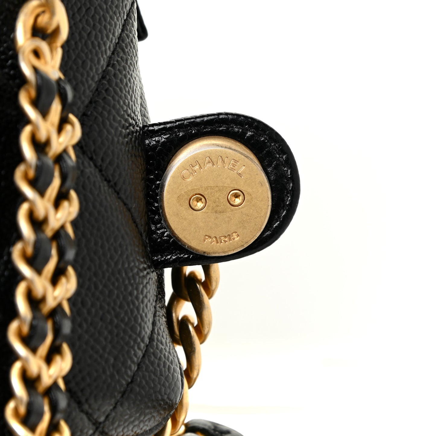Shiny Caviar Quilted Chain Melody Backpack Black