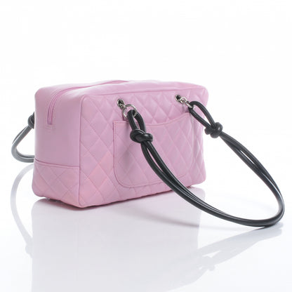 Chanel Calfskin Quilted Large Cambon Bowler Pink Black 3 of 7