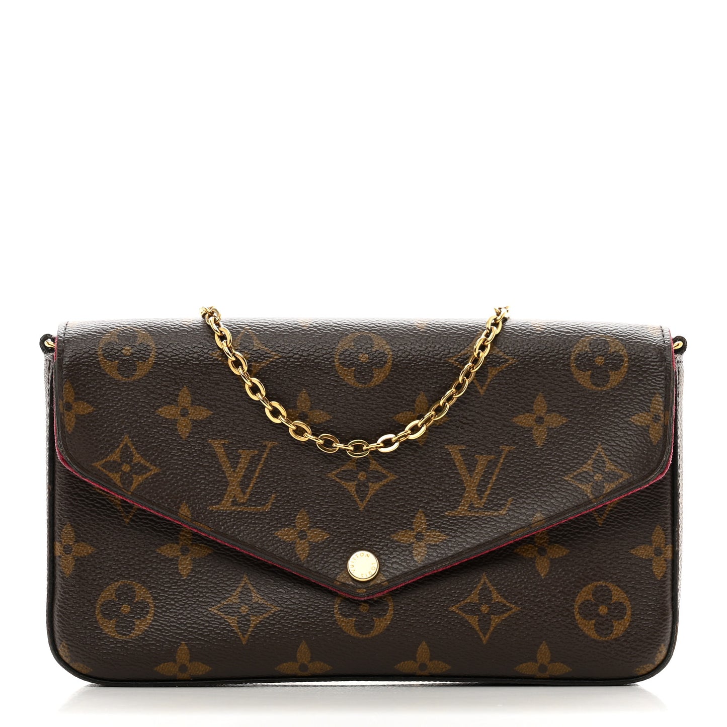 Monogram Pochette Felicie Chain Wallet Fuchsia