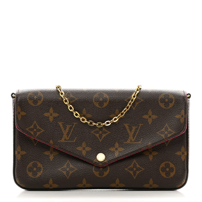 Louis Vuitton Monogram Pochette Felicie Chain Wallet Fuchsia 3 of 15