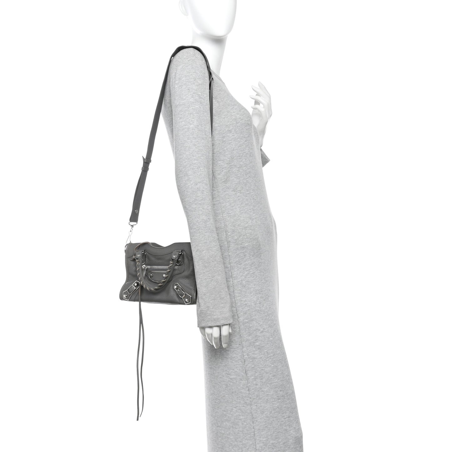 Chevre Silver Metallic Edge Hardware Mini City Bleu Acier