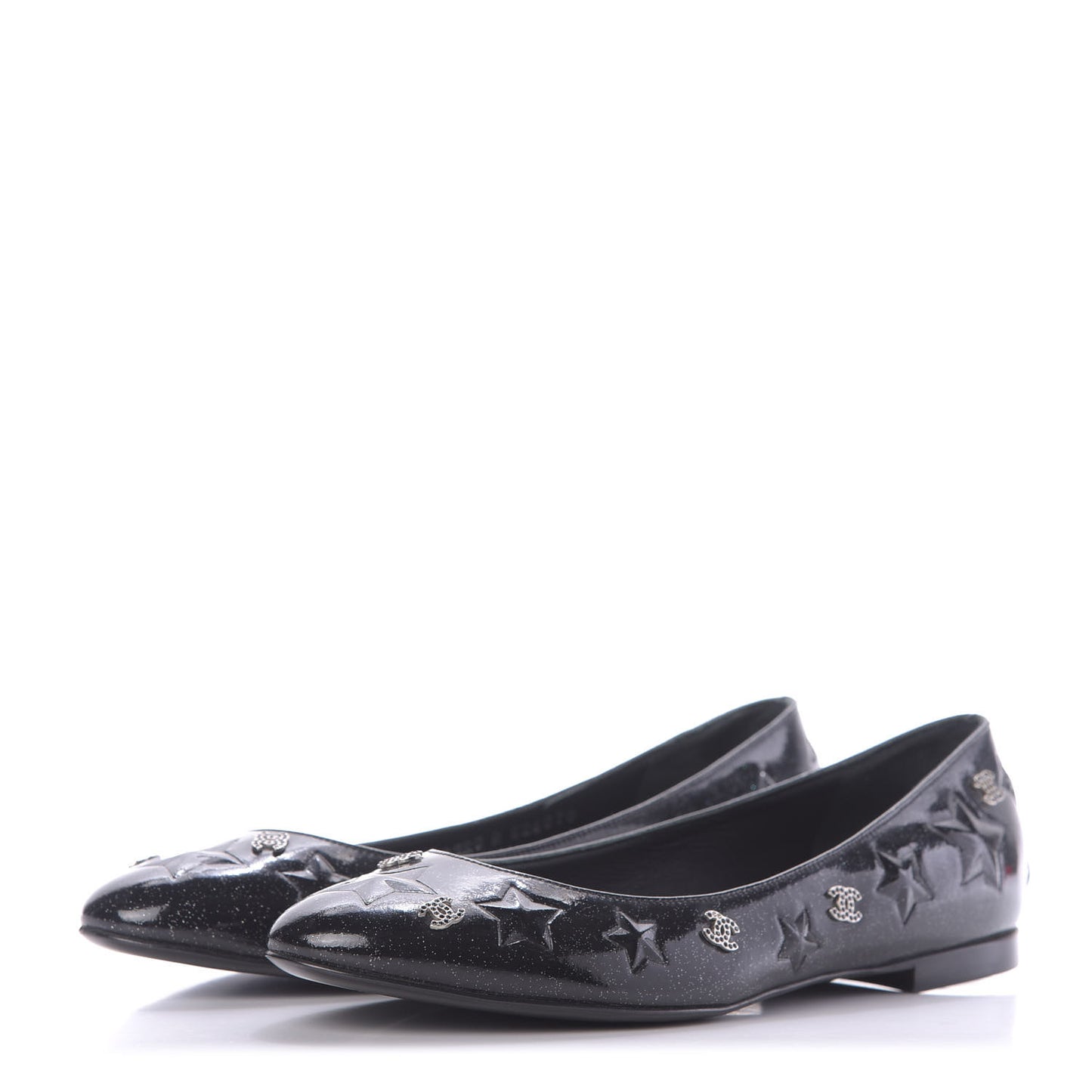 Patent Glitter Flats 38 Black