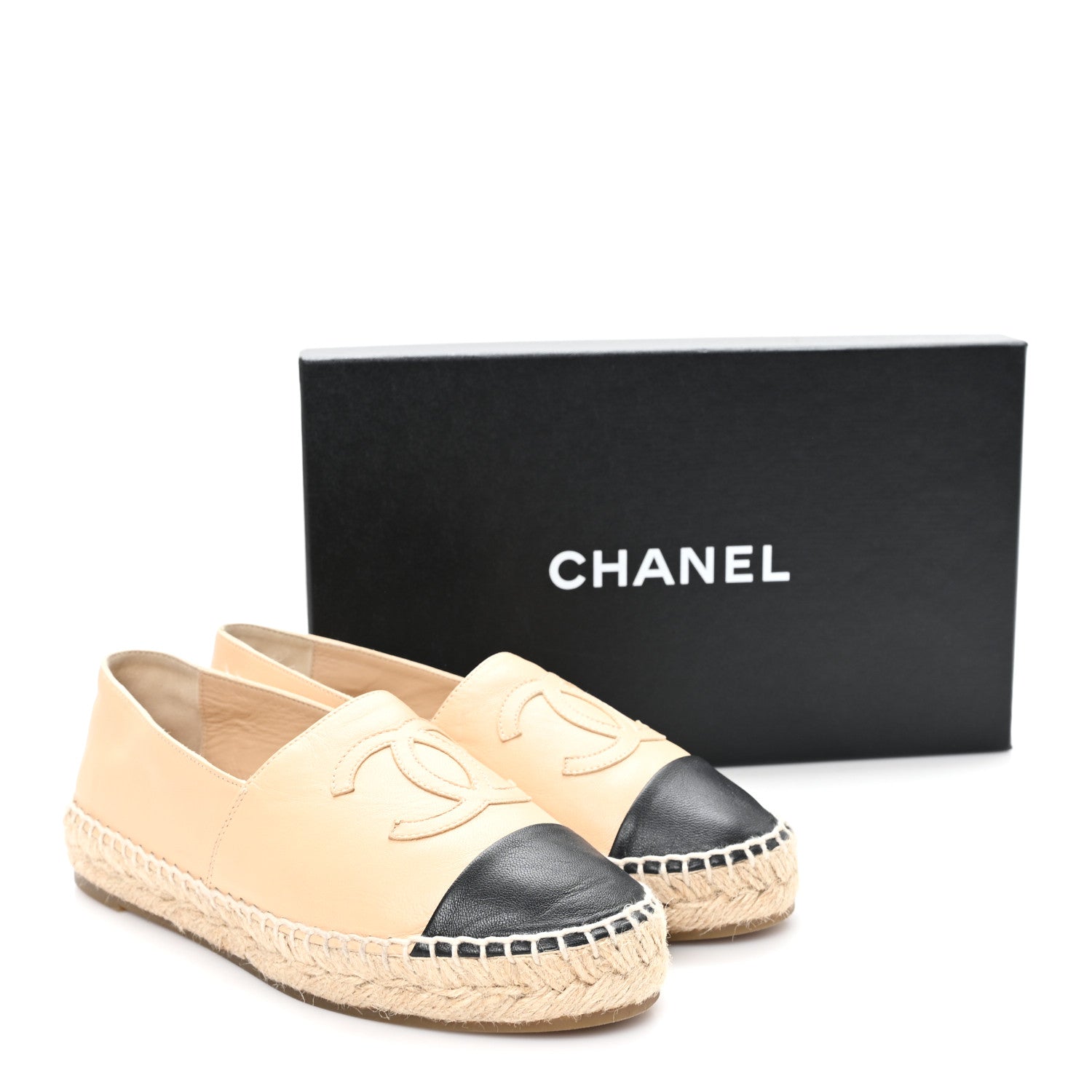 Chanel Lambskin CC Espadrilles 36 Beige Black 11 of 11
