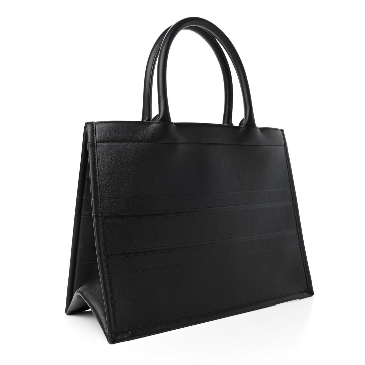 Calfskin Embossed Medium Book Tote Black
