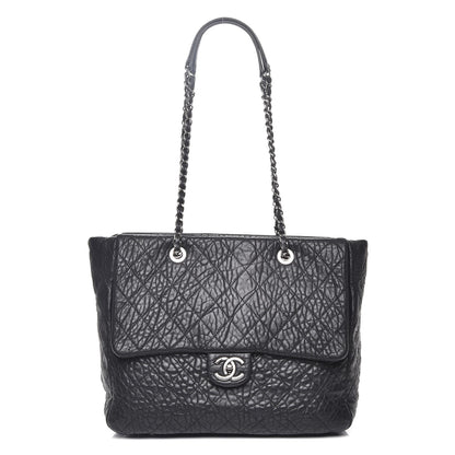 Chanel Crumpled Lambskin Quilted Large Tote Black 1 of 7