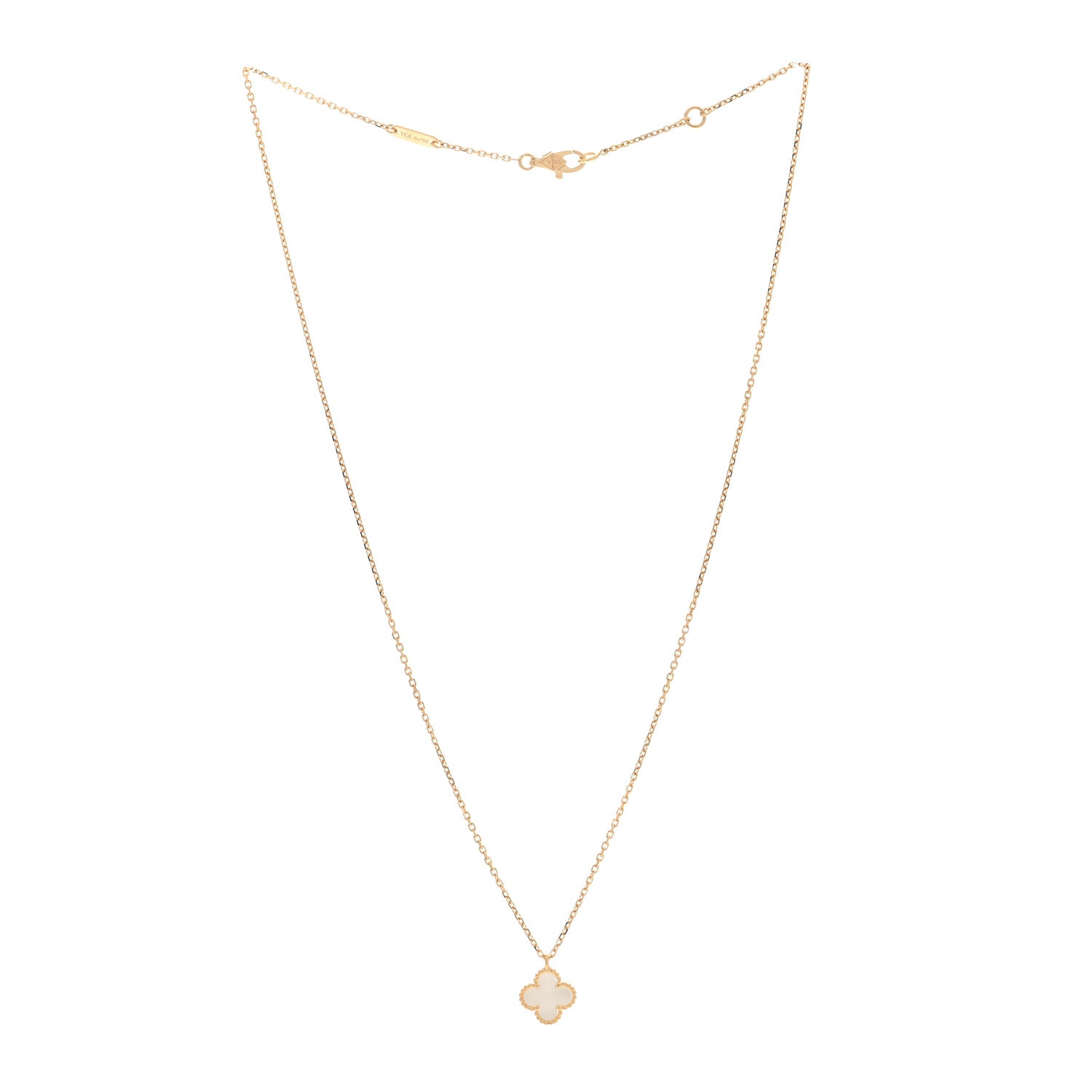 Van Cleef & Arpels 18K Yellow Gold Mother of Pearl Sweet Alhambra Pendant Necklace 3 of 4