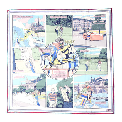 Hermes Silk Wow Double Face Scarf 90 White Vert Rose 1 of 4