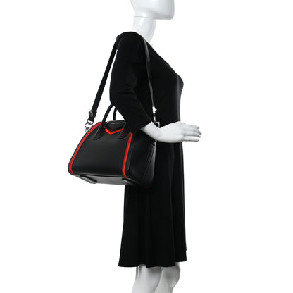 Givenchy Calfskin Small Embroidered Frame Antigona Black Red 2 of 11