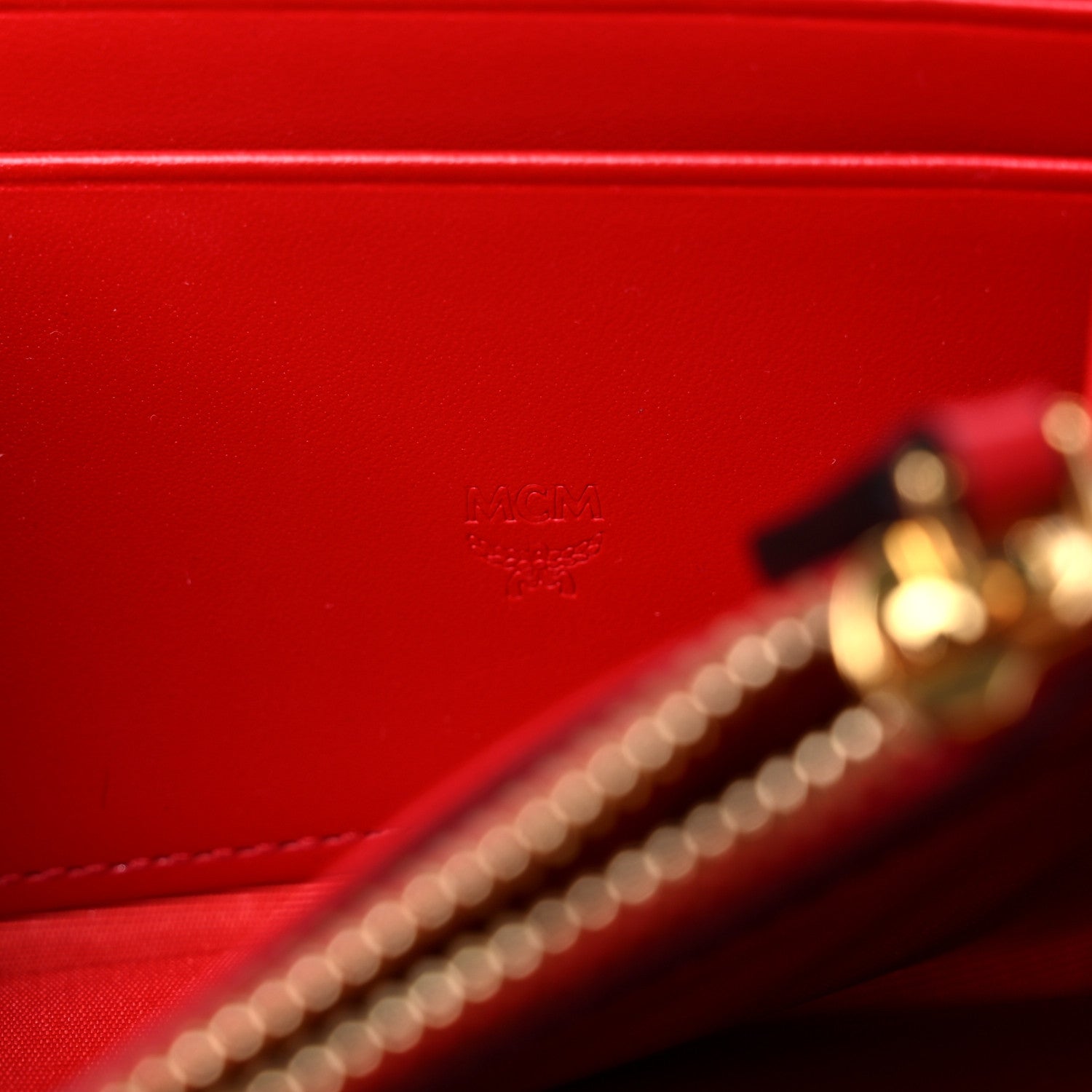 MCM Visetos Large Zip Around Wallet Cognac Red 6 of 11
