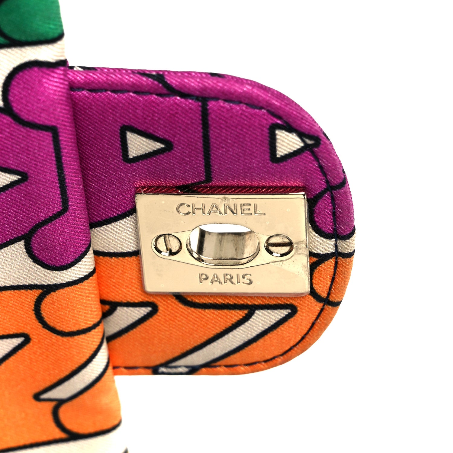 Chanel Printed Fabric Quilted Logo Single Flap Bag Multicolor 8 of 11