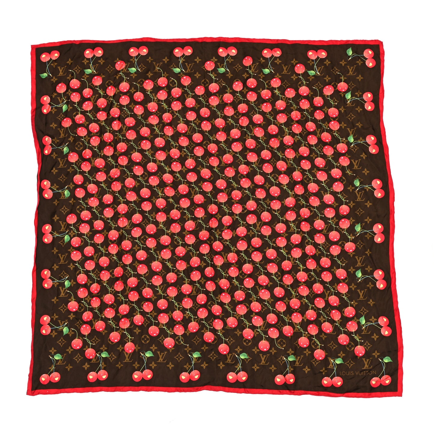 Silk Monogram Cerises Scarf