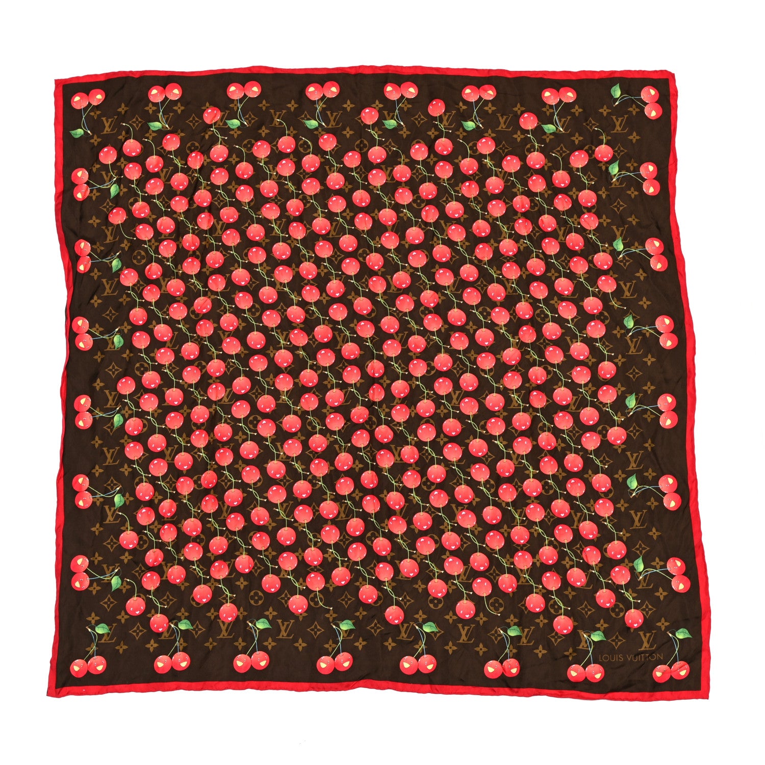Louis Vuitton Silk Monogram Cerises Scarf 1 of 4