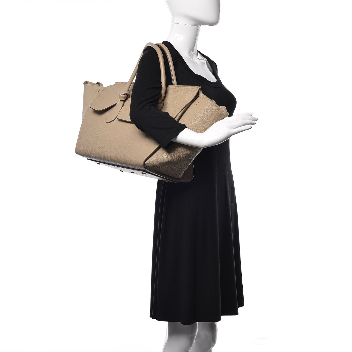 Crisped Calfskin Medium Tie Knot Tote Light Taupe