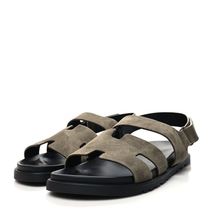 Hermes Suede Goatskin Mens Genius Sandals 42 Vert Toundra 3 of 9