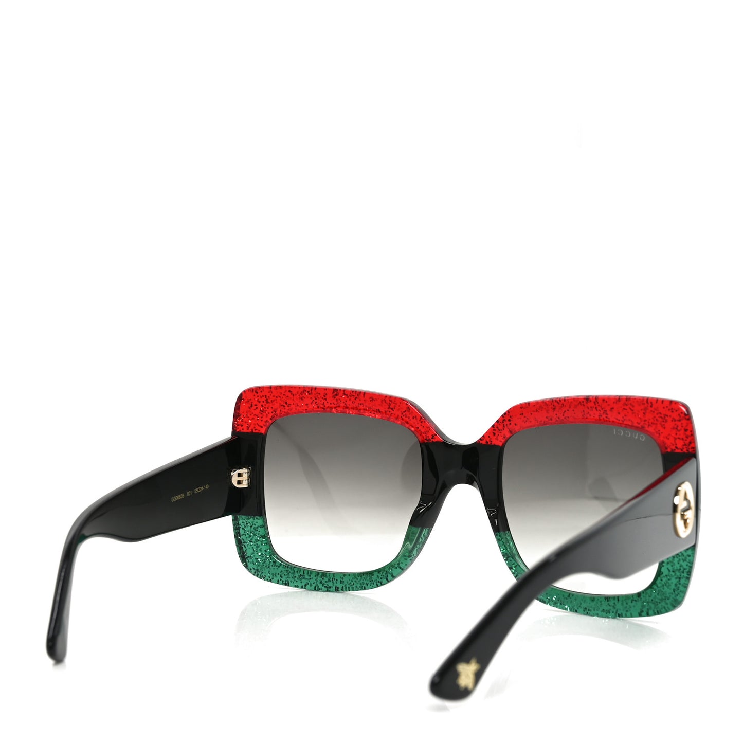 Acetate Square Frame Sunglasses GG0083S Glitter Red Black Green