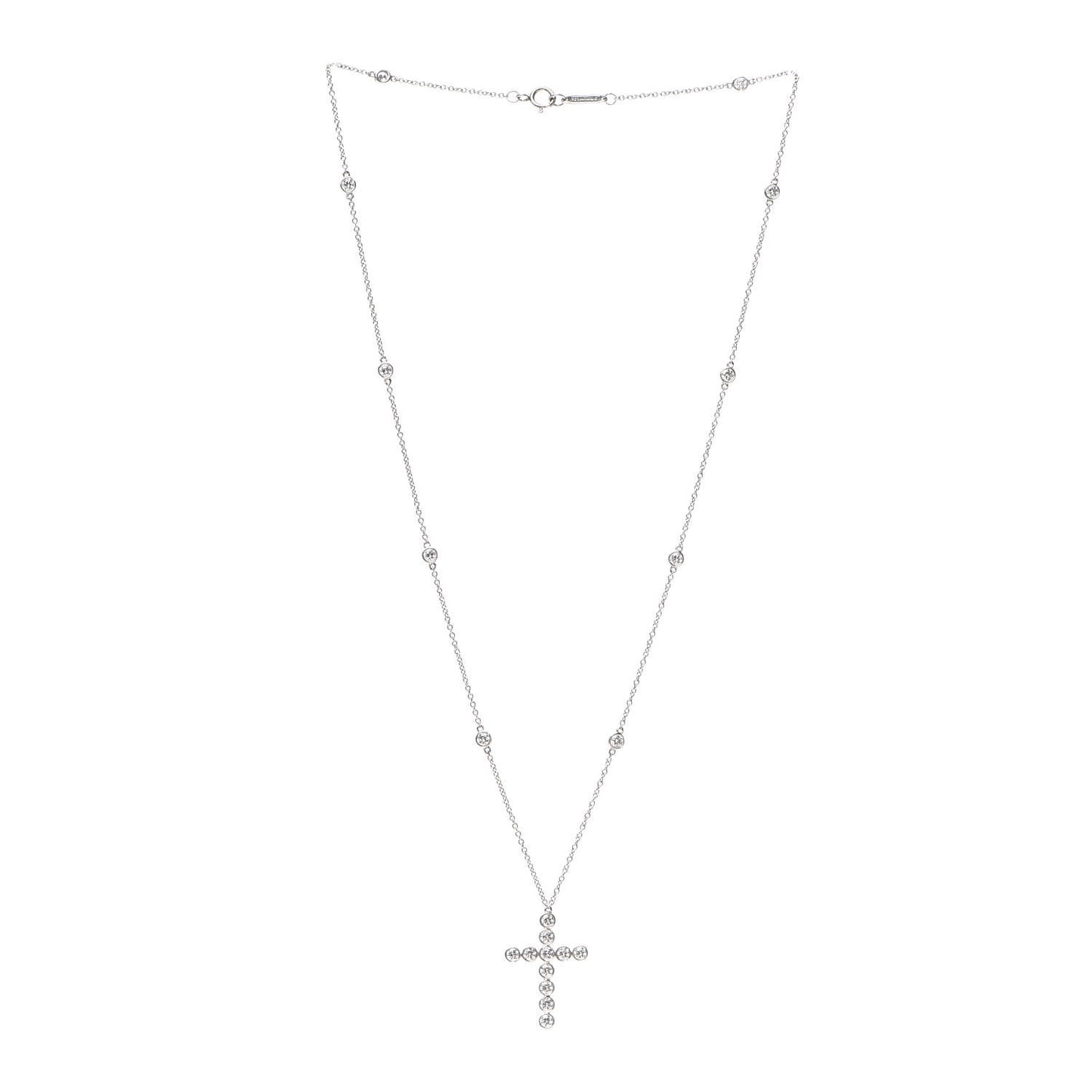 Platinum Diamond Small Jazz Cross Pendant Necklace