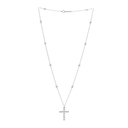 Tiffany Platinum Diamond Small Jazz Cross Pendant Necklace 3 of 7