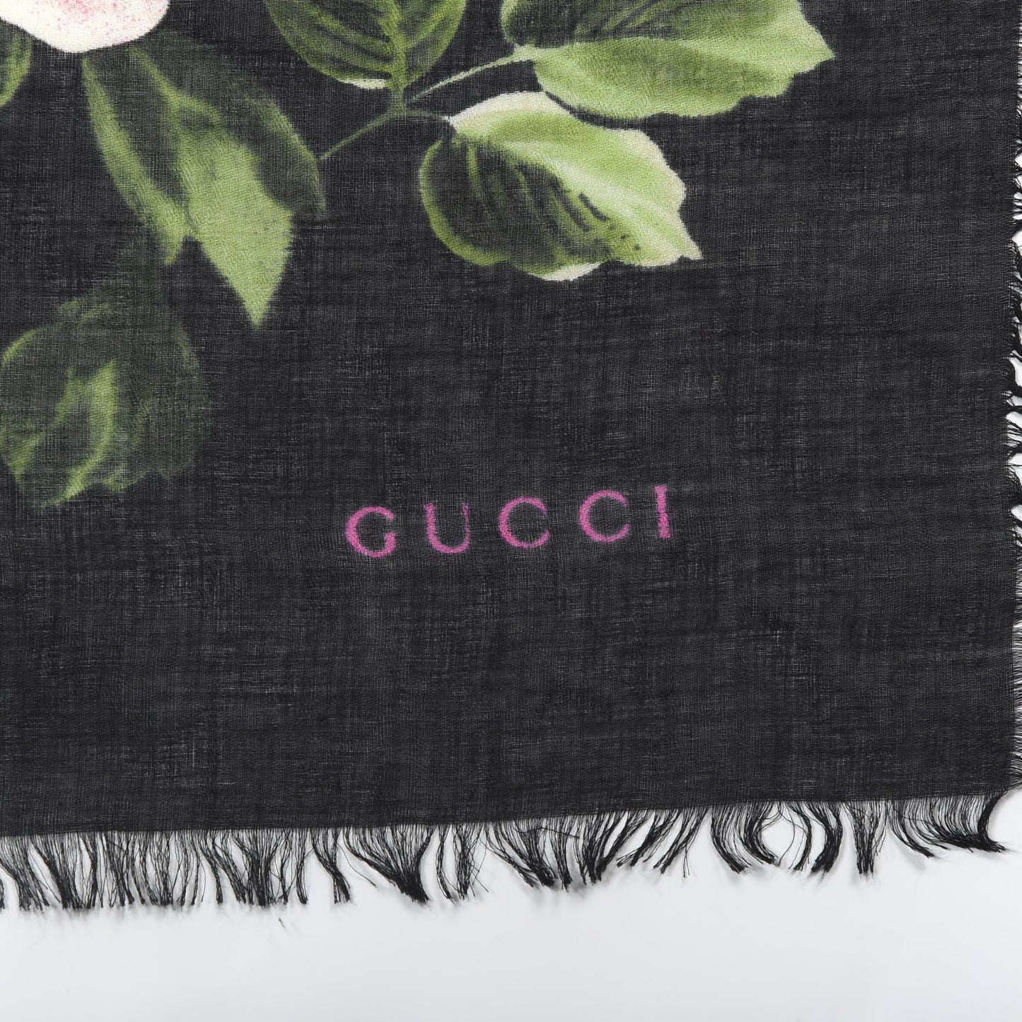 Silk Cashmere Hydrangea Square Scarf Black