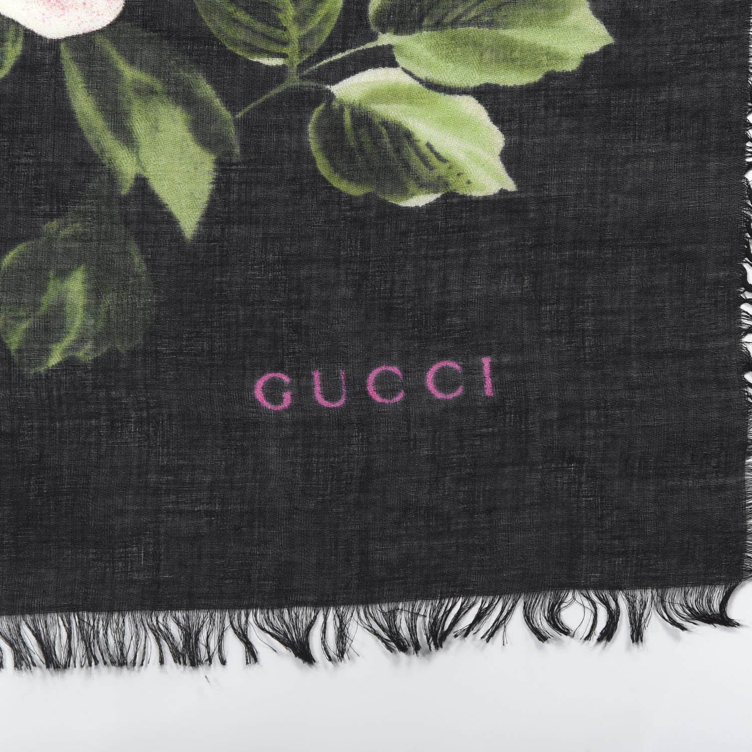 Gucci Silk Cashmere Hydrangea Square Scarf Black 4 of 5