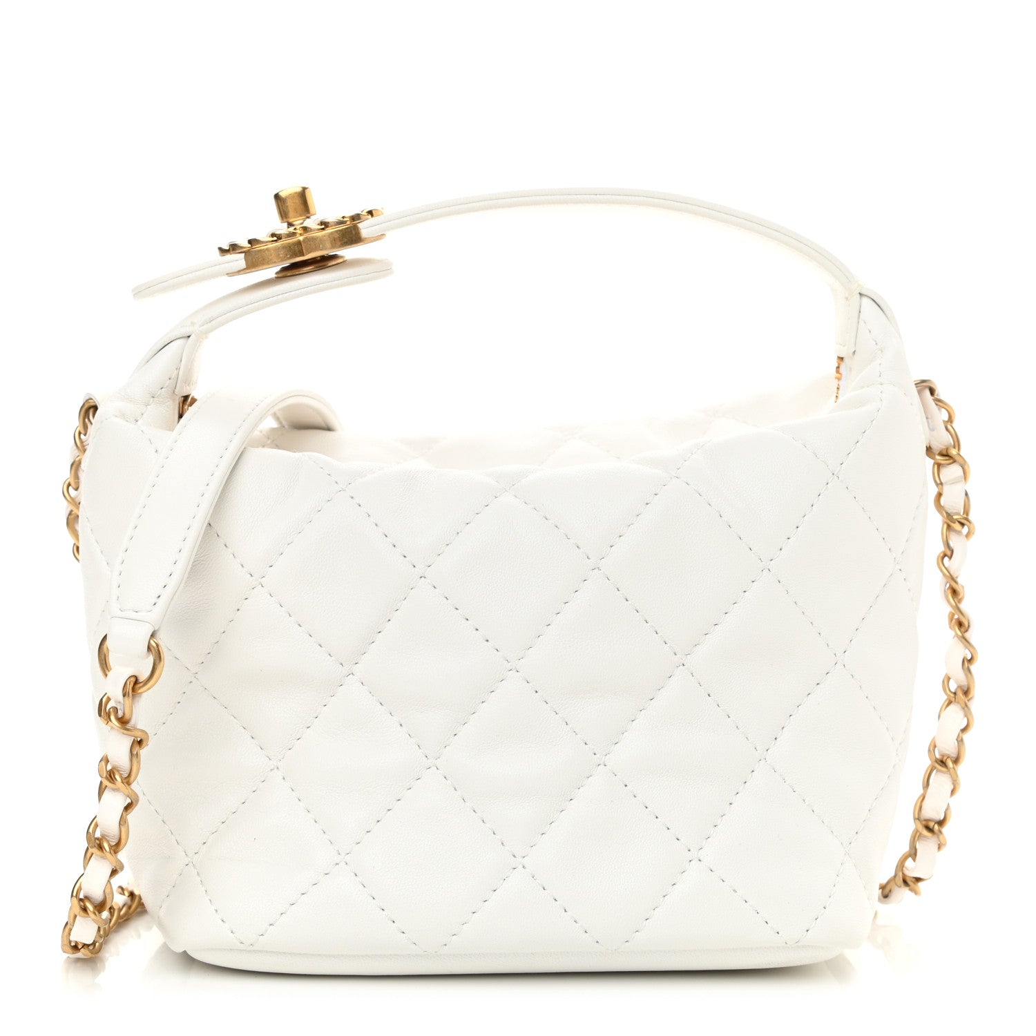 Chanel Lambskin Quilted Small Perfect Meeting Hobo White 1 of 10