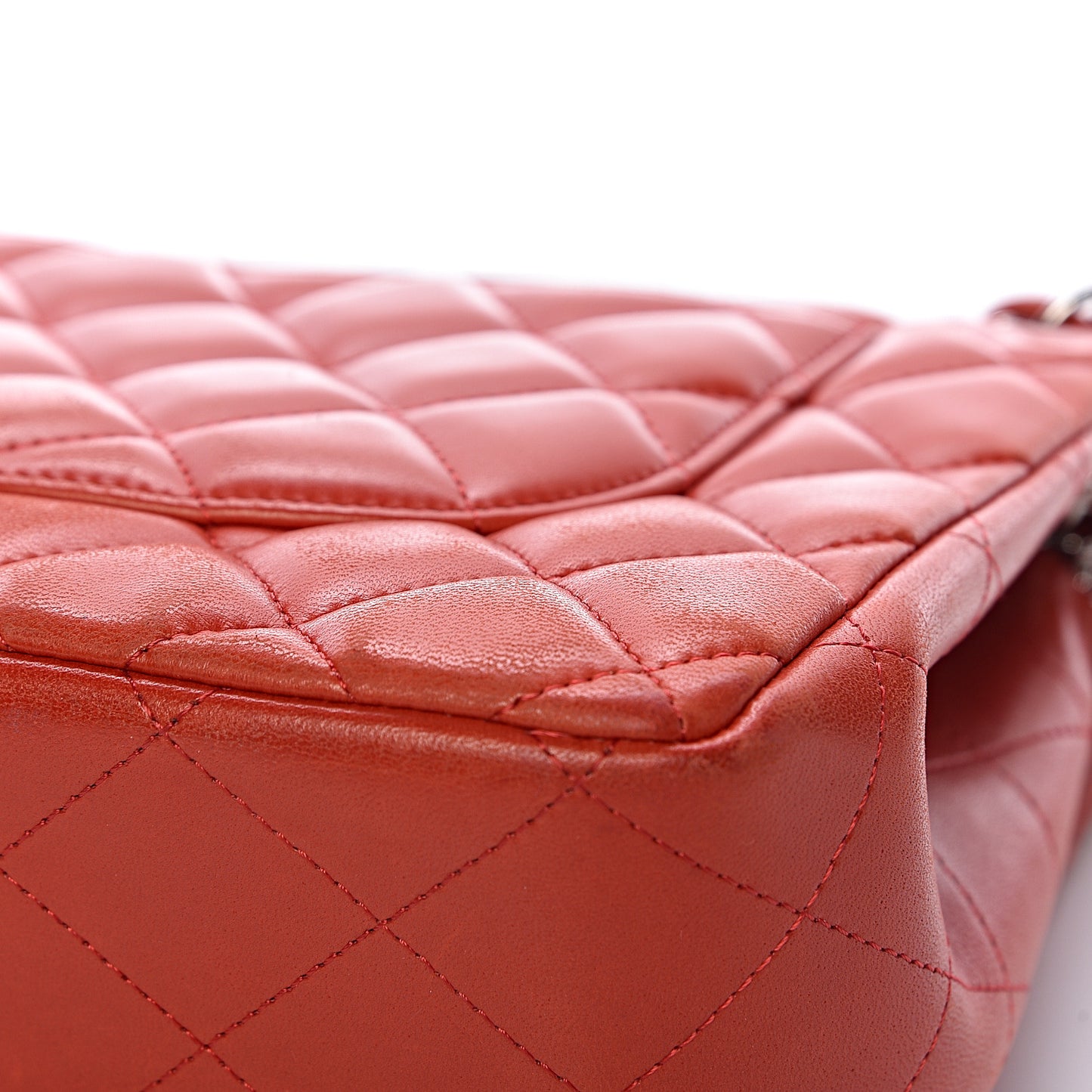 Lambskin Quilted Jumbo Double Flap Red