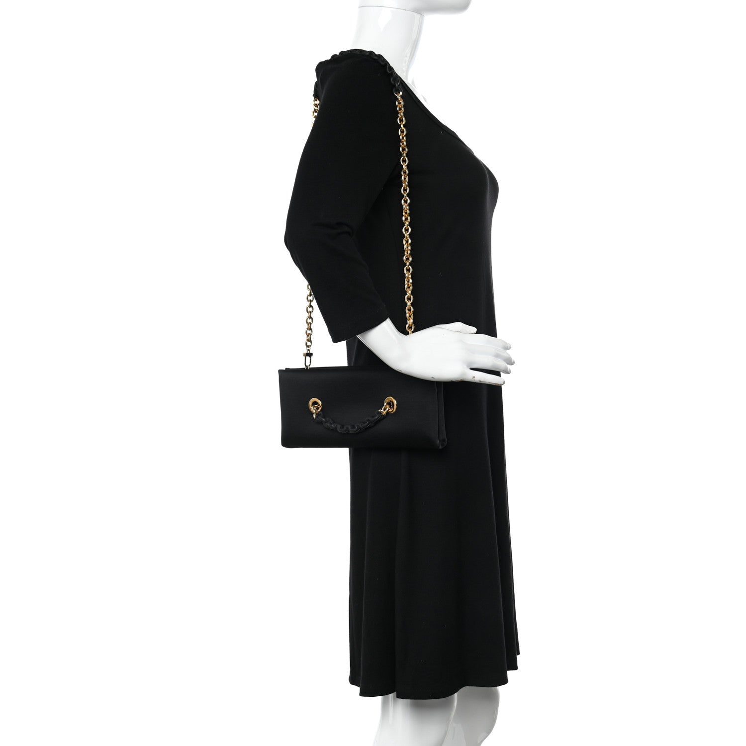 Tom Ford Satin Small Chain Clutch Bag Black 2 of 11