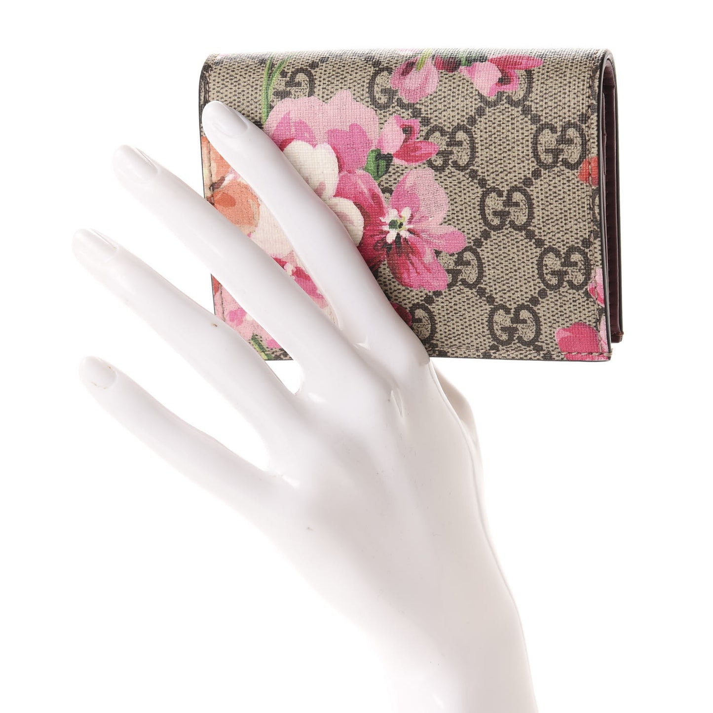 GG Supreme Monogram Blooms Card Case Beige Multicolor Dry Rose