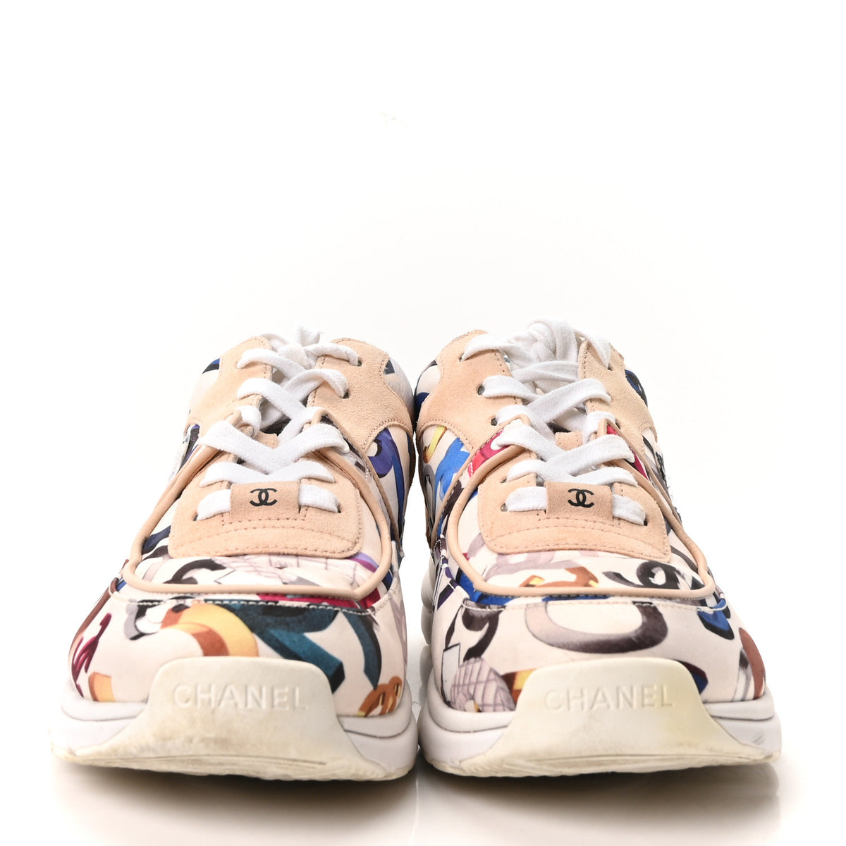Chanel Satin Suede CC Graffiti Print Sneakers 41 Multicolor 3 of 10