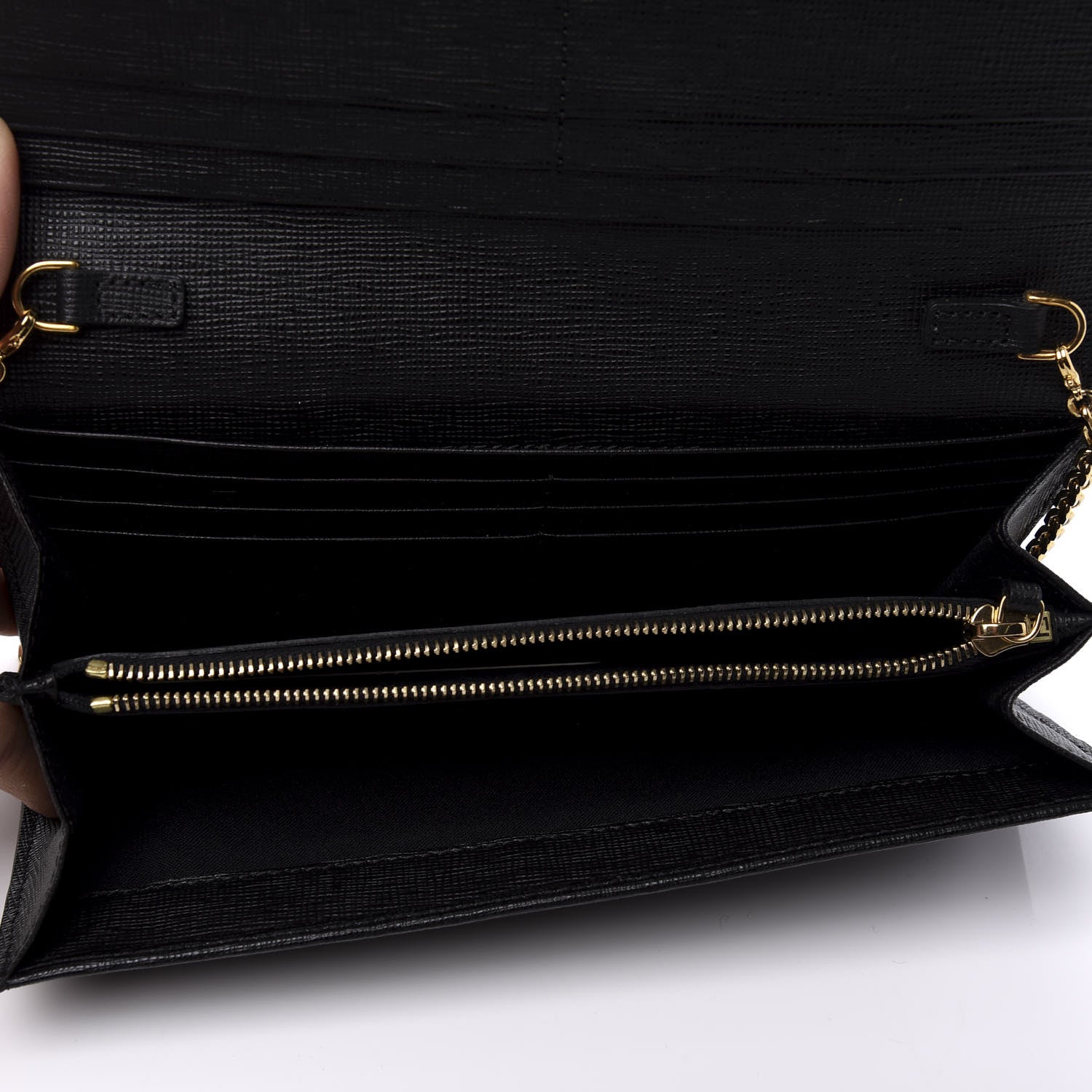 Fendi Vitello Elite Studded Monster Continental Wallet on Chain Black 4 of 12