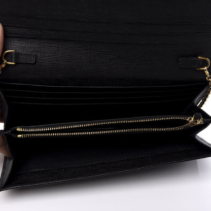 Fendi Vitello Elite Studded Monster Continental Wallet on Chain Black 4 of 12