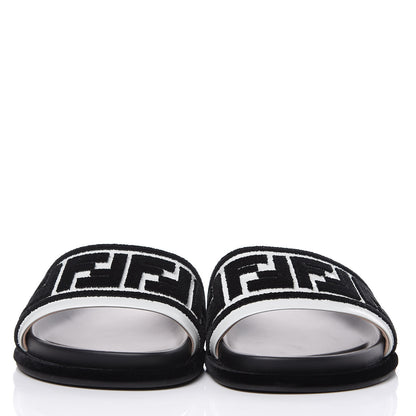 Fendi Velvet FF Reloaded Slide Sandals 38.5 Black White 2 of 10