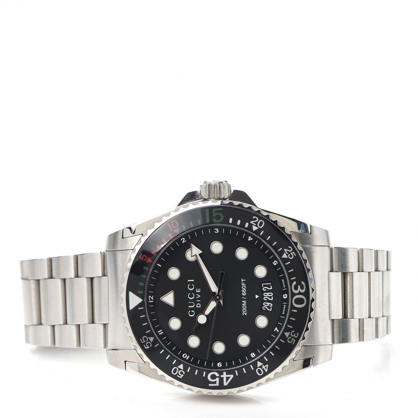 Stainless Steel 45mm Dive GMT Quartz Watch Black