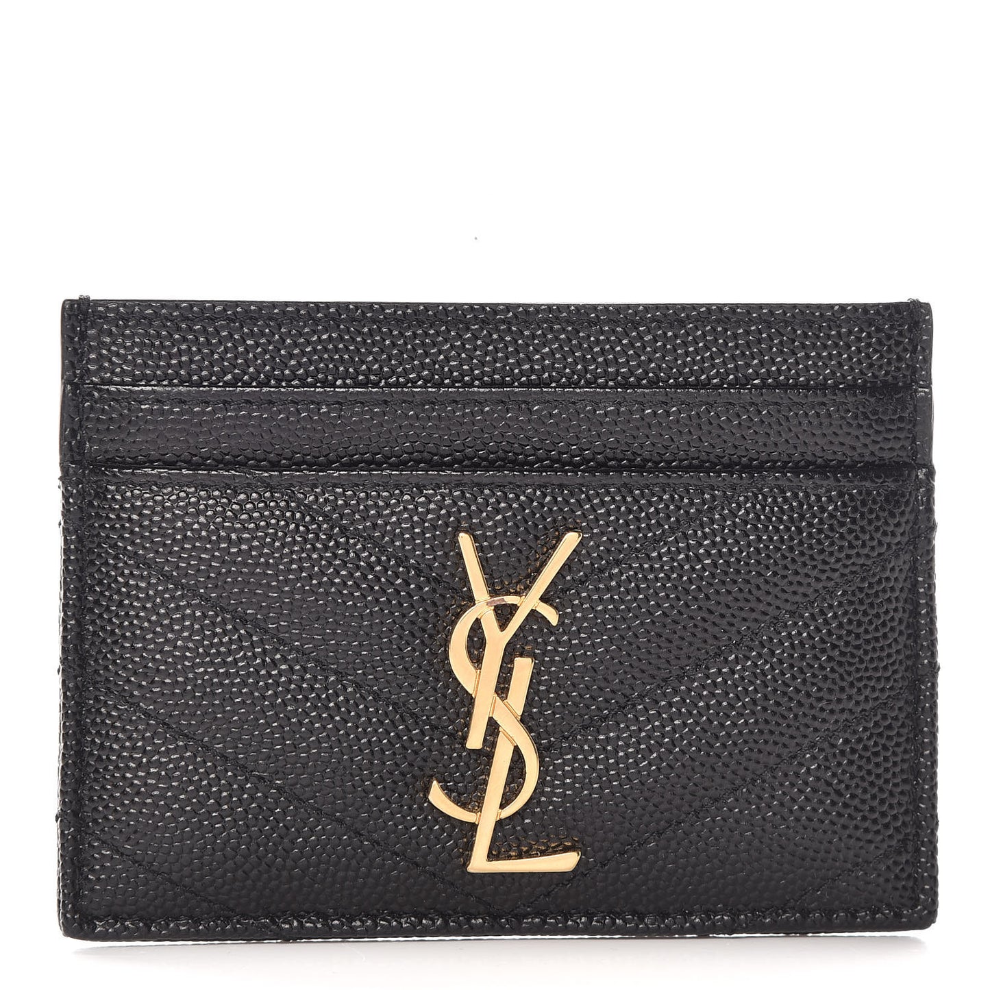 Grain De Poudre Matelasse Chevron Monogram Credit Card Case Black