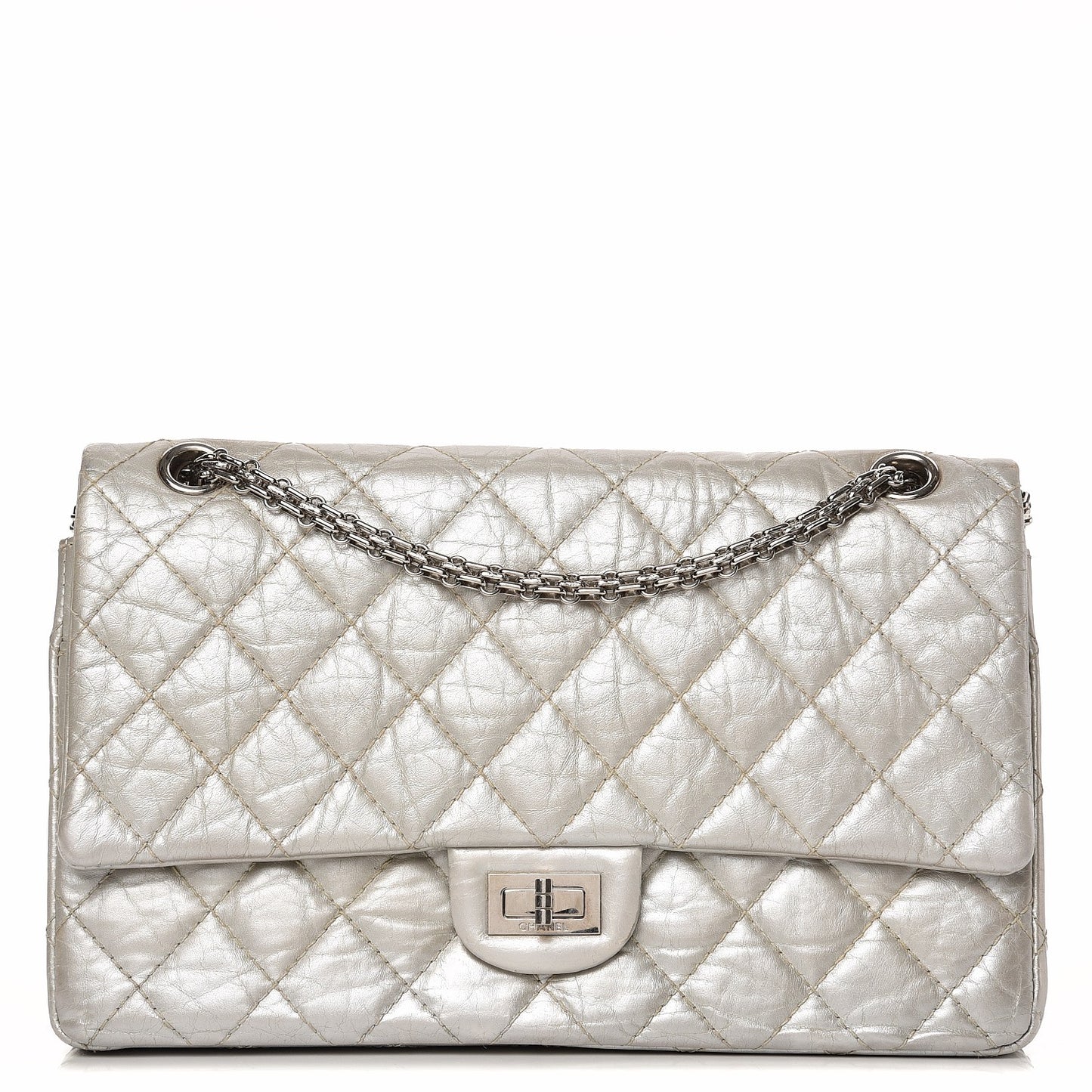 Metallic Aged Calfskin Quilted 2.55 Reissue 226 Flap Silver