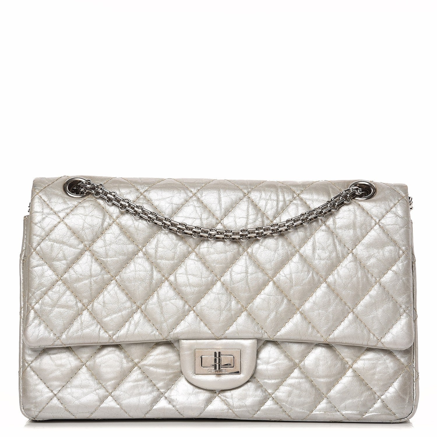 Chanel Metallic Aged Calfskin Quilted 2.55 Reissue 226 Flap Silver 1 of 9