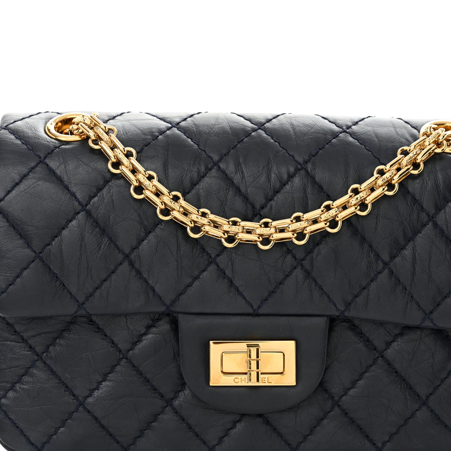 Chanel Aged Calfskin Quilted 2.55 Reissue Mini Flap Navy 8 of 10